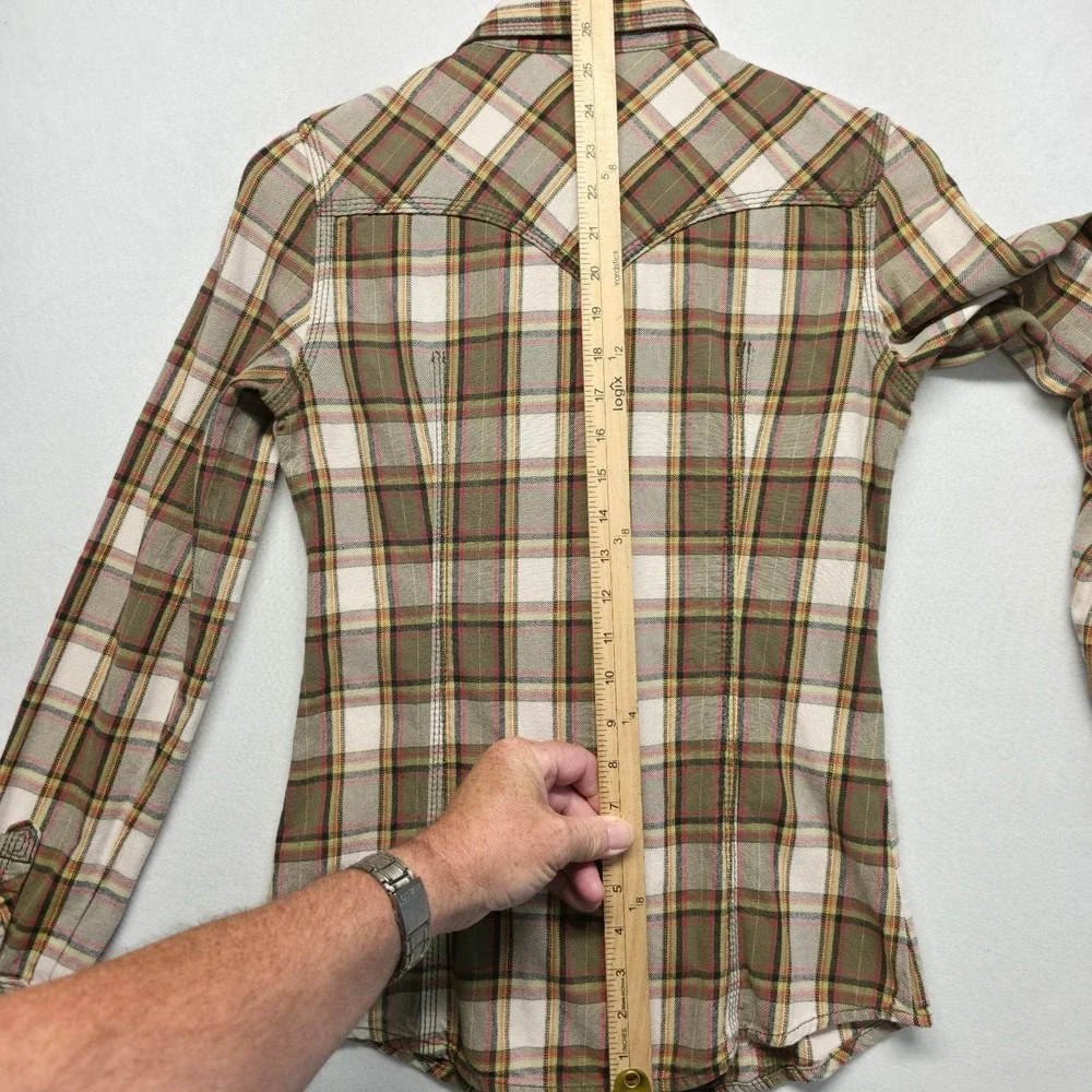 True Religion Women's Pearl Snap Flannel Western Shirt Size Small